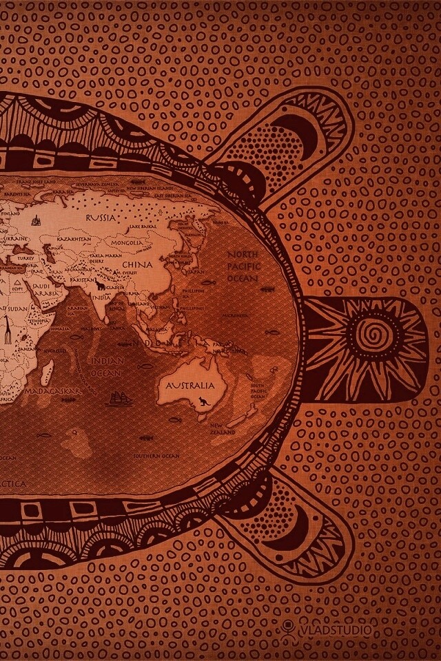 Карта мира на черепахе обои