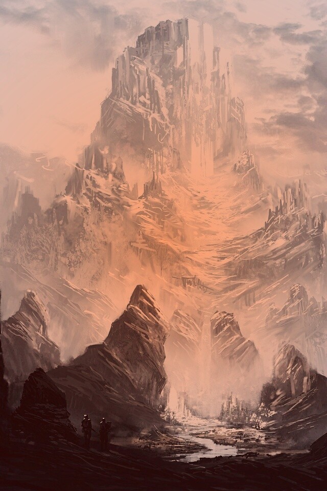 Город в горах обои