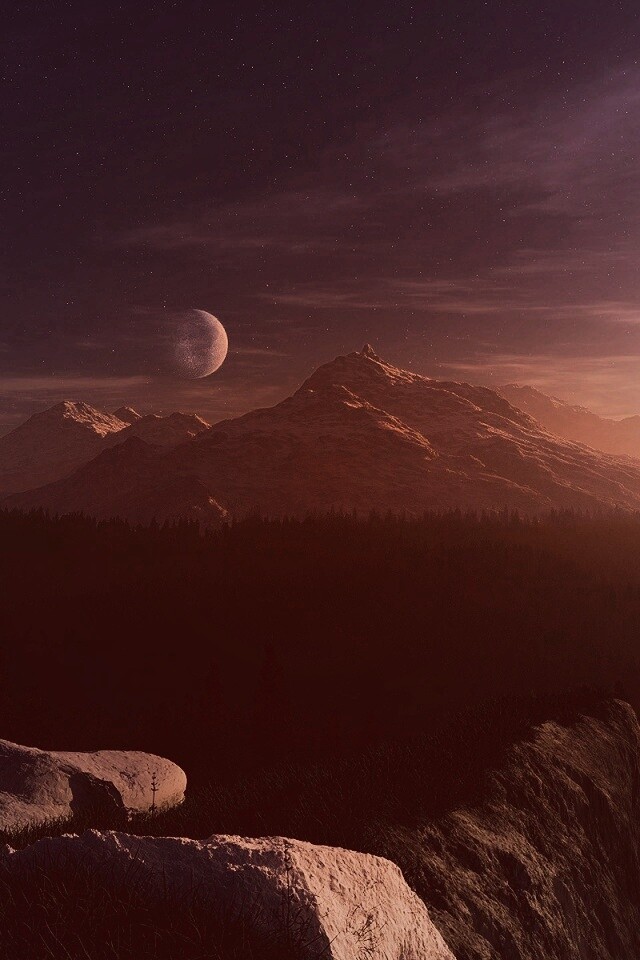 Луна над горами обои