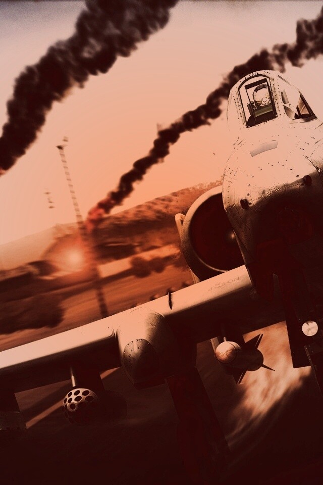 Самолет взлетает с атакованного аэродрома обои