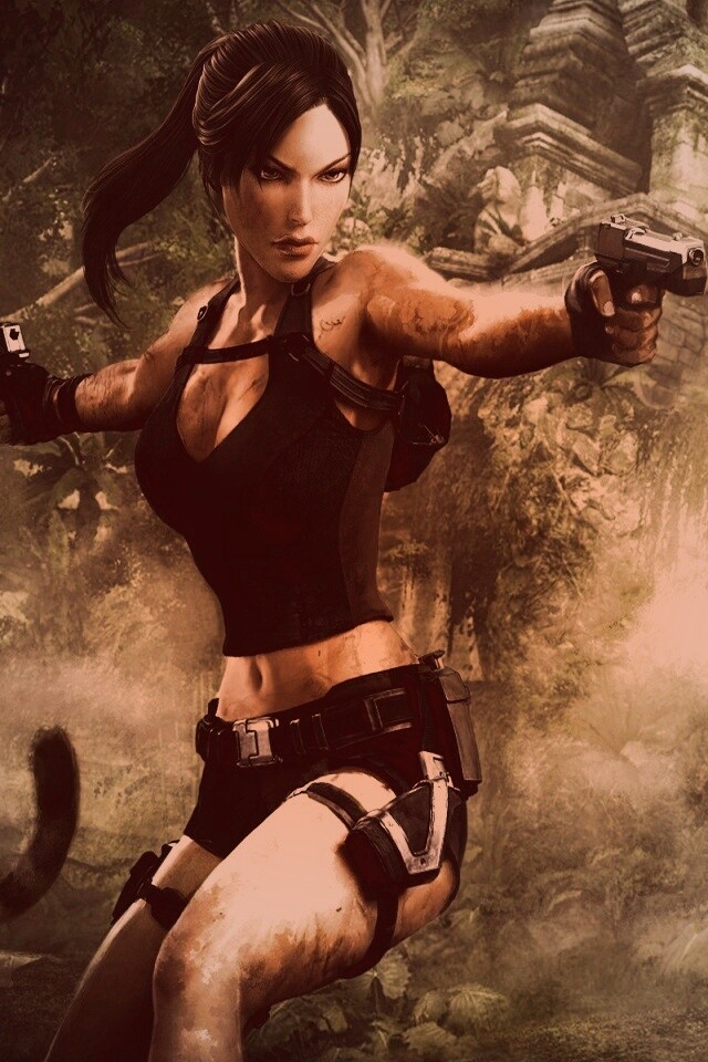Лара Крофт протв тигров обои