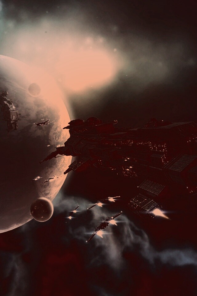 Космический флот атакует планету обои