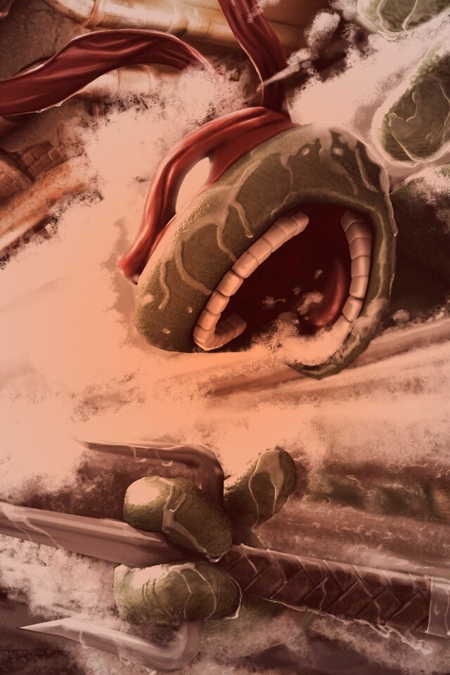 Рафаэля и Леонардо смывает водой обои