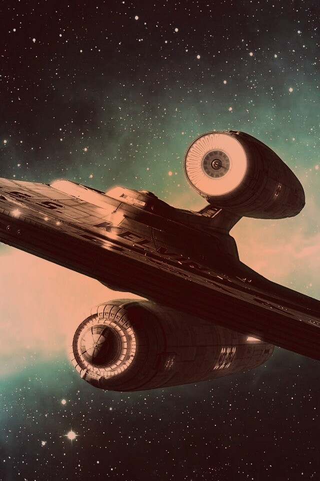 Космический корабль с двумя двигателями обои