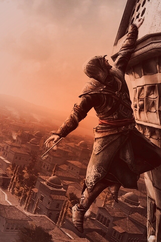 Ассасин лезет на башню обои