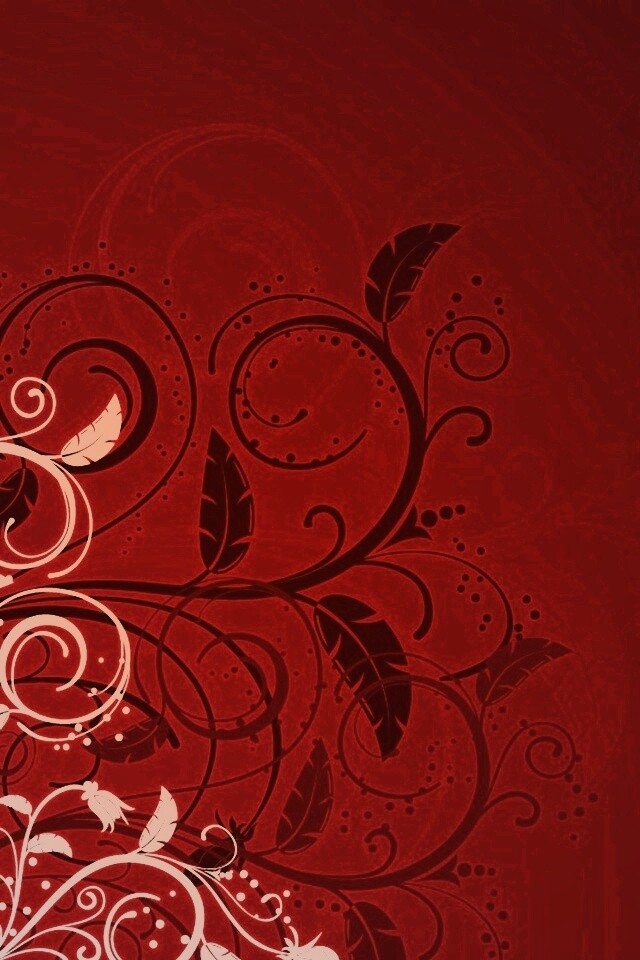 Черно-белые листики на красном фоне обои