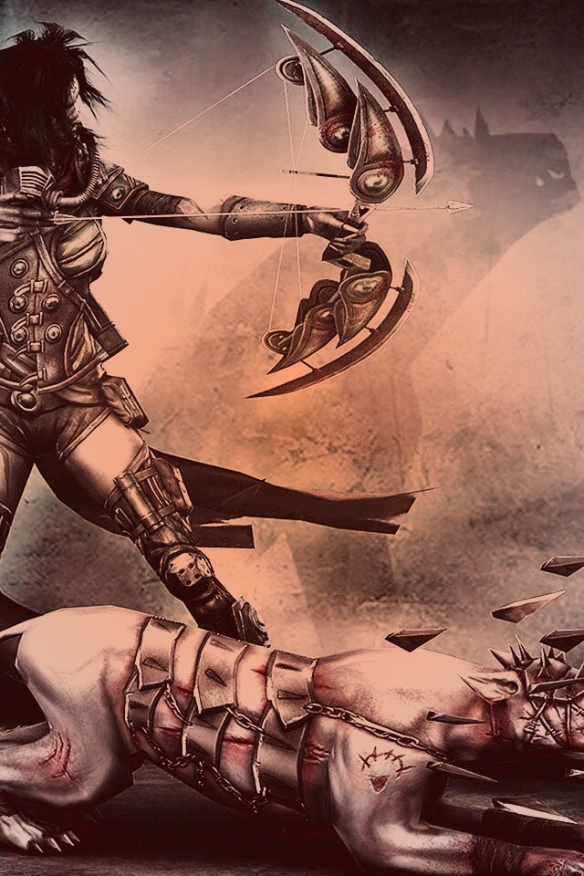 Лучница с боевым псмо обои