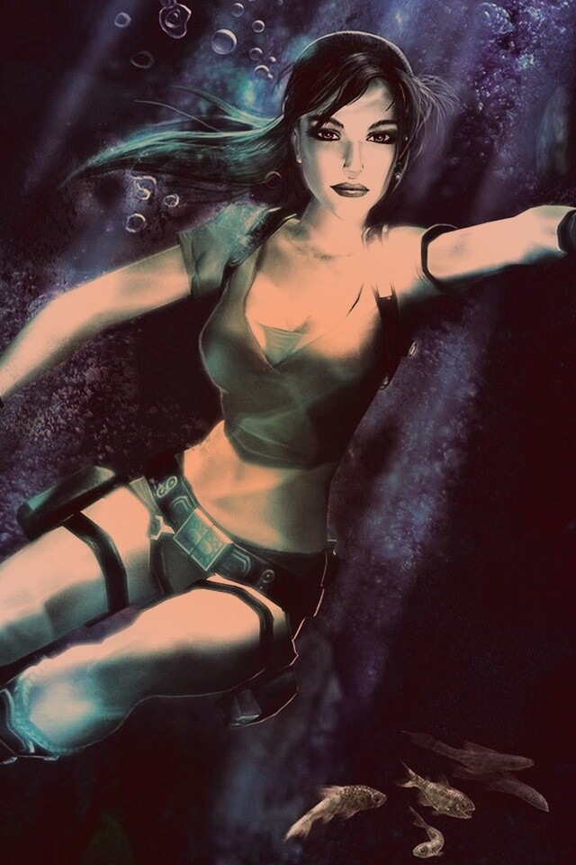 Лара под водой обои