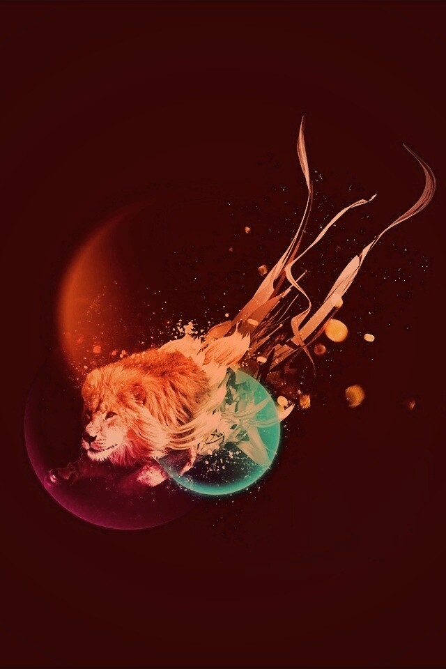 Лев в абстарктой фигне обои