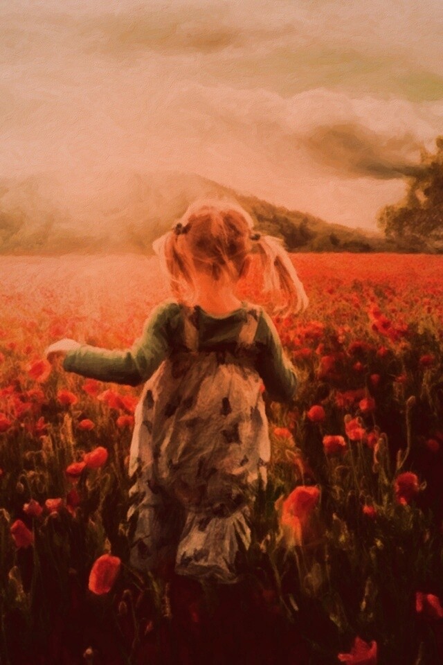 Девочка на маковом поле обои