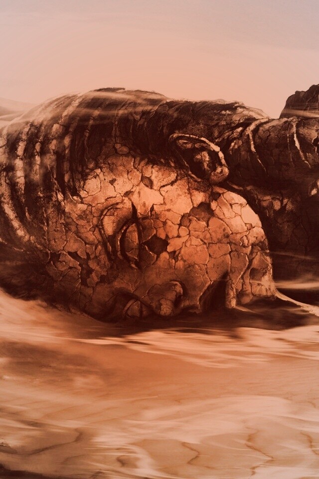 Развалины статуи в пустыне обои