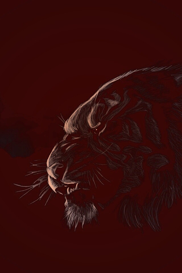 Рисунок грозного тигра обои