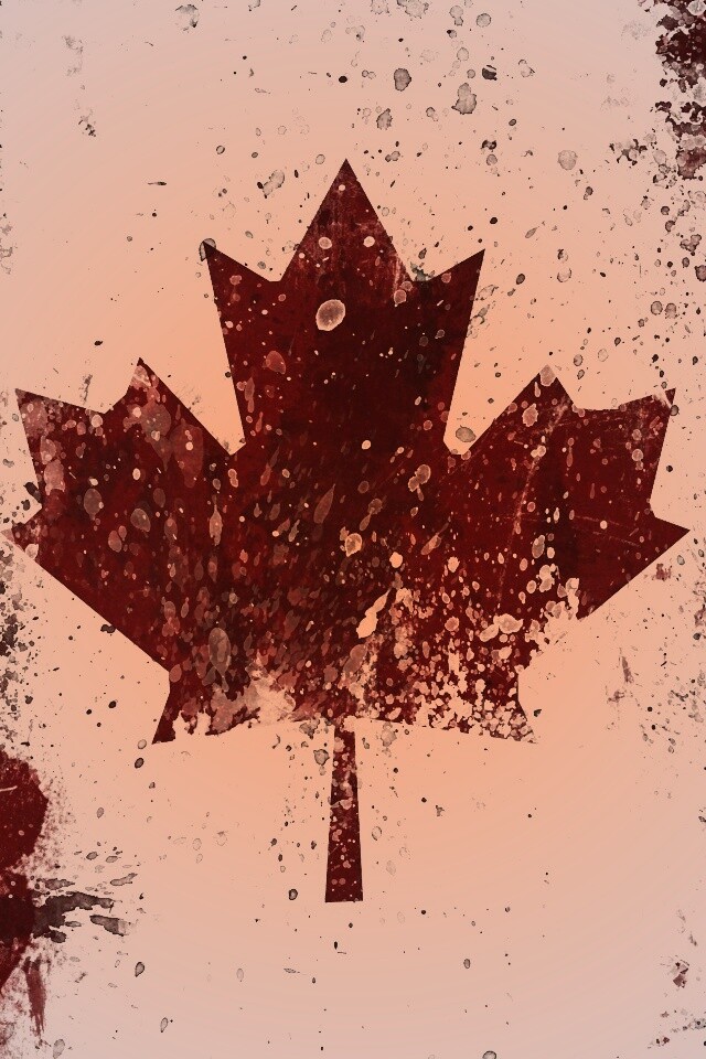 Флаг Канады нарисованный краской обои