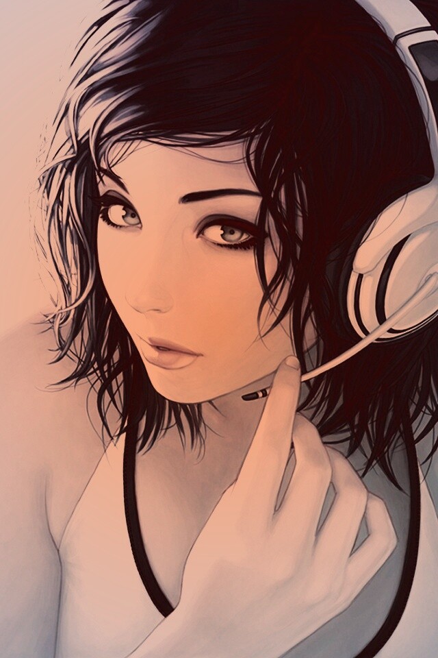 Сексуальная девушка в наушниках с микрофоном обои