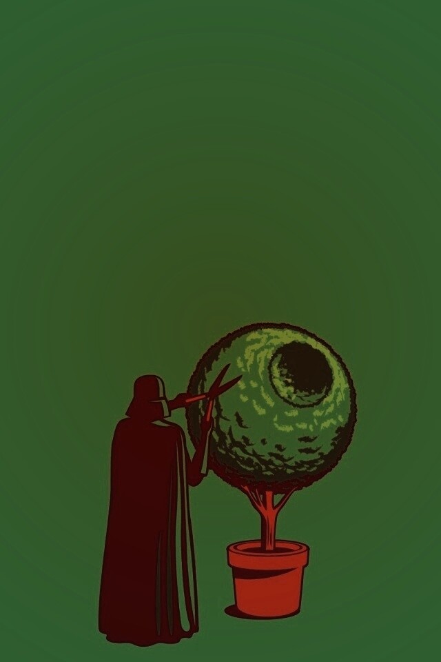 Дарт Вейдер постригает куст обои