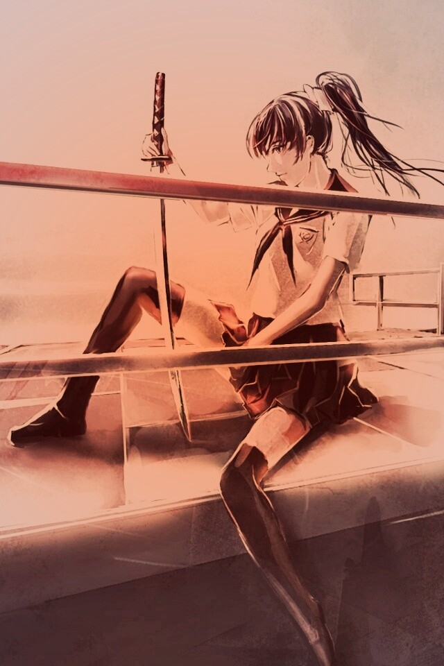 С катаной в руке обои