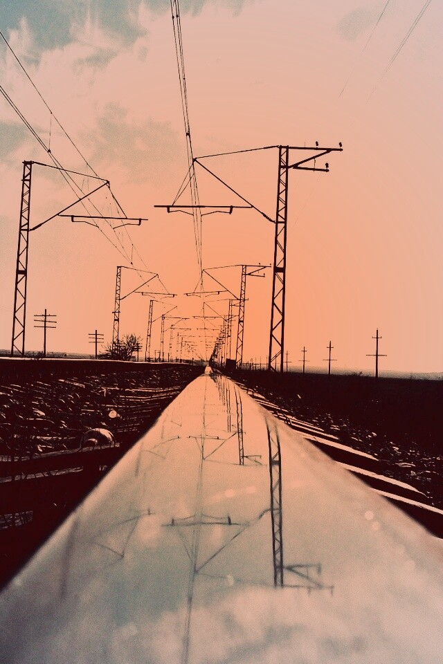 Отражение в рельсе обои