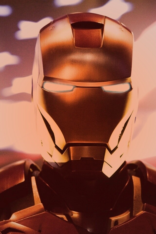 Железный человек на фоне американского флага обои