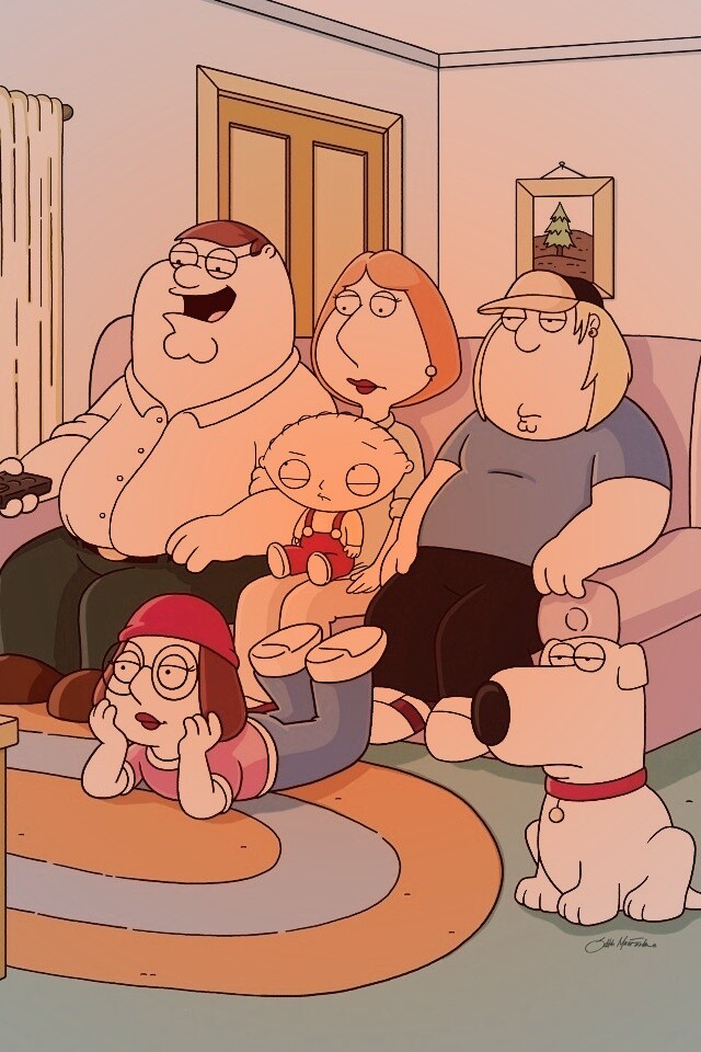 Гриффины всей семьей перед телевизором обои