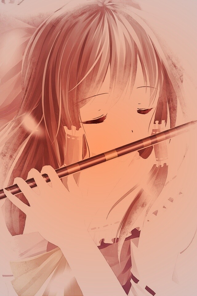 Девочка играет на флейте обои