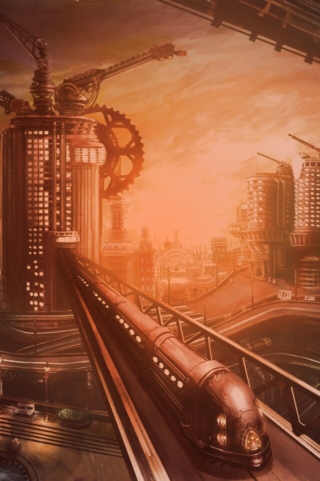 Город из мира стимпанк обои