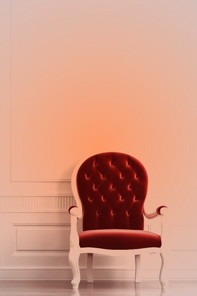 красное кресло в белой комнате обои
