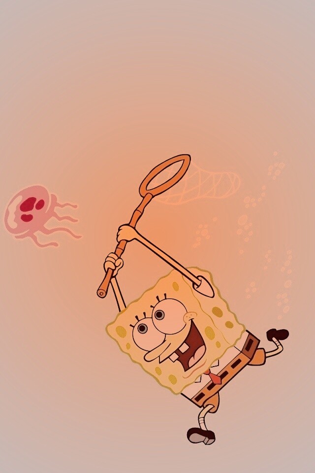 Губка Боб гонится за медузой обои