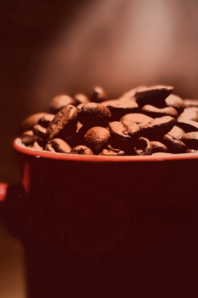 Полная кружка кофейных зёрен обои