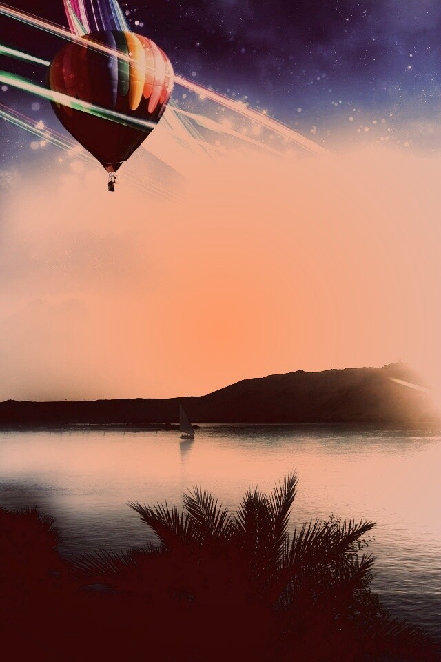 Радужный воздушный шар обои