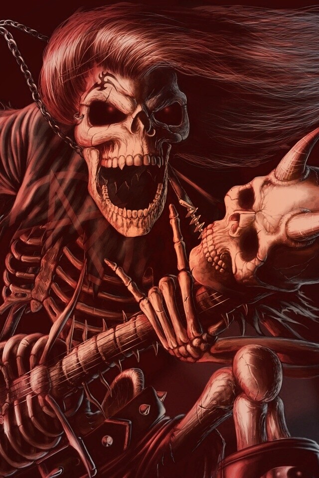 Скелет играет на скелет-гитары обои