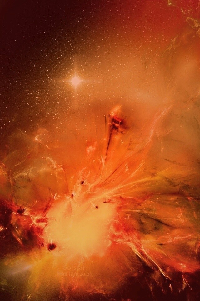 Туманность в красно-жёлтых тонах обои