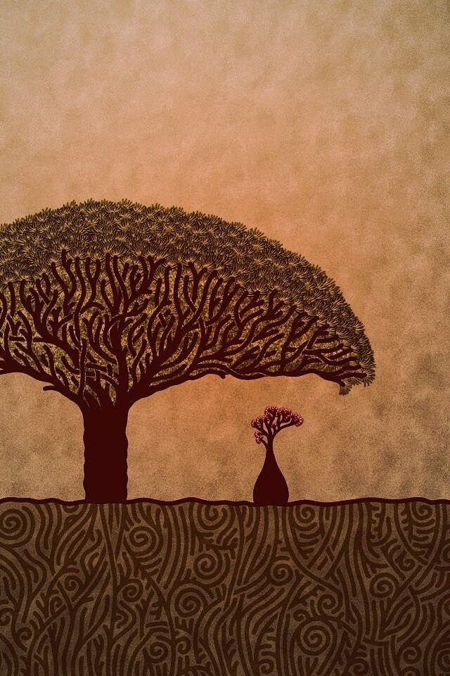 Нарисованное деревце обои