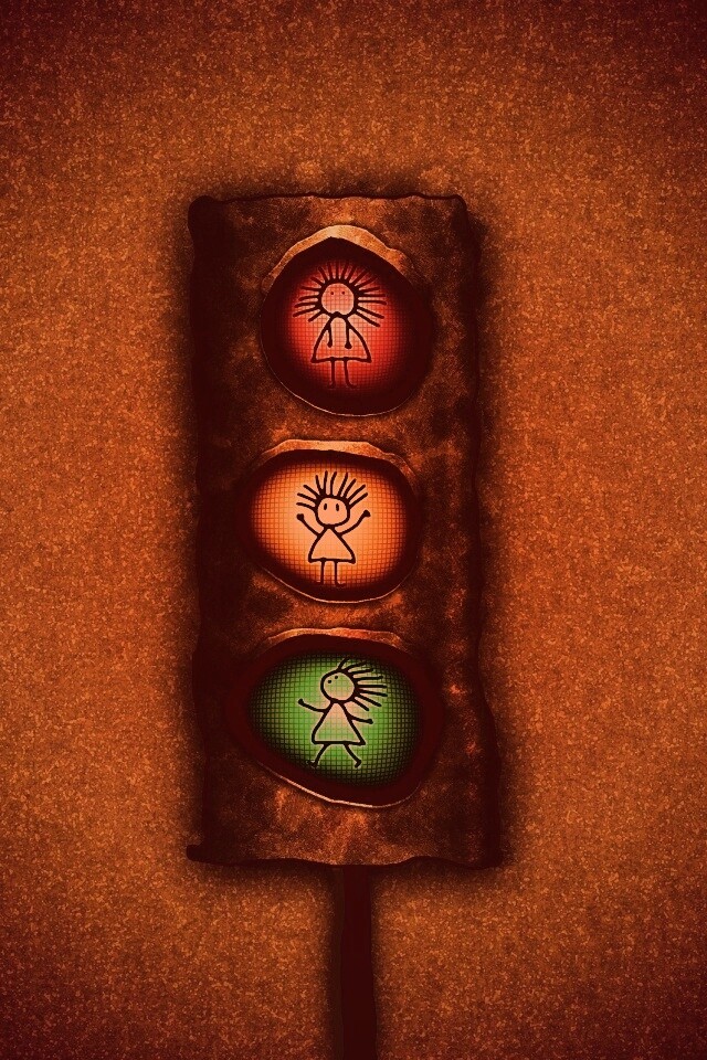 Нарисованный светофор обои