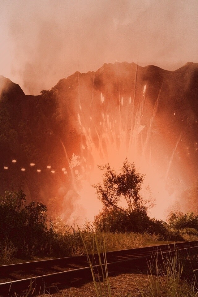 Взрыв в кустах обои