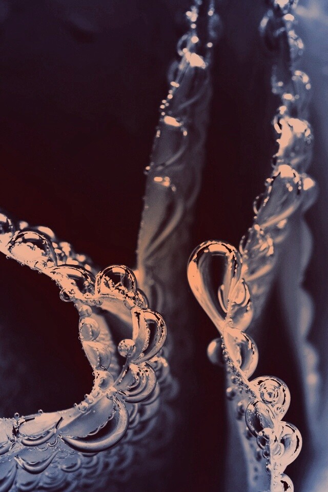 Капельки росы на синих лепестках обои