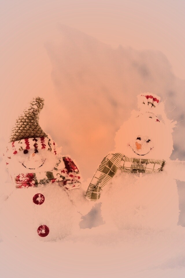 Три снеговика обои