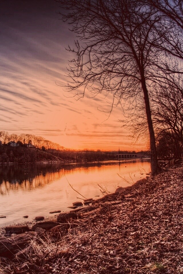 Осенний закат обои