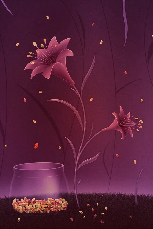 Волшебные цветы и конфетки обои