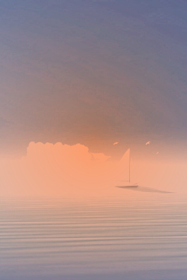 Голубые обои под хорошее настроение с парусником обои