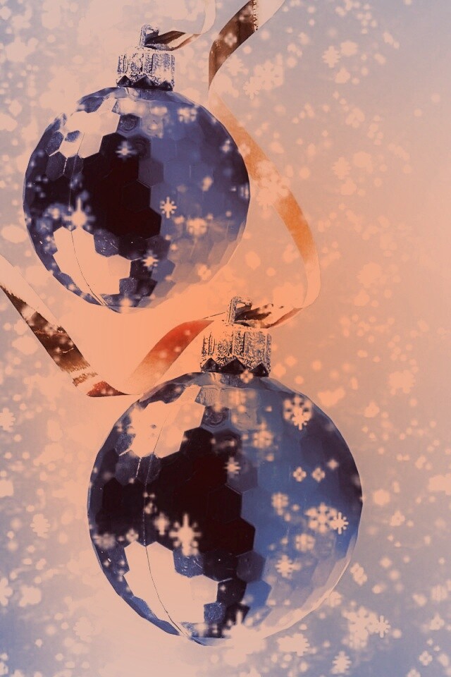 Синие новогодние шары обои