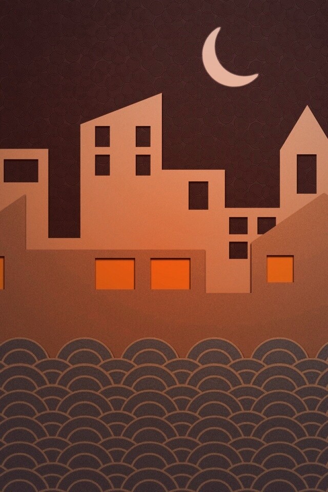 Ночной город на реке обои