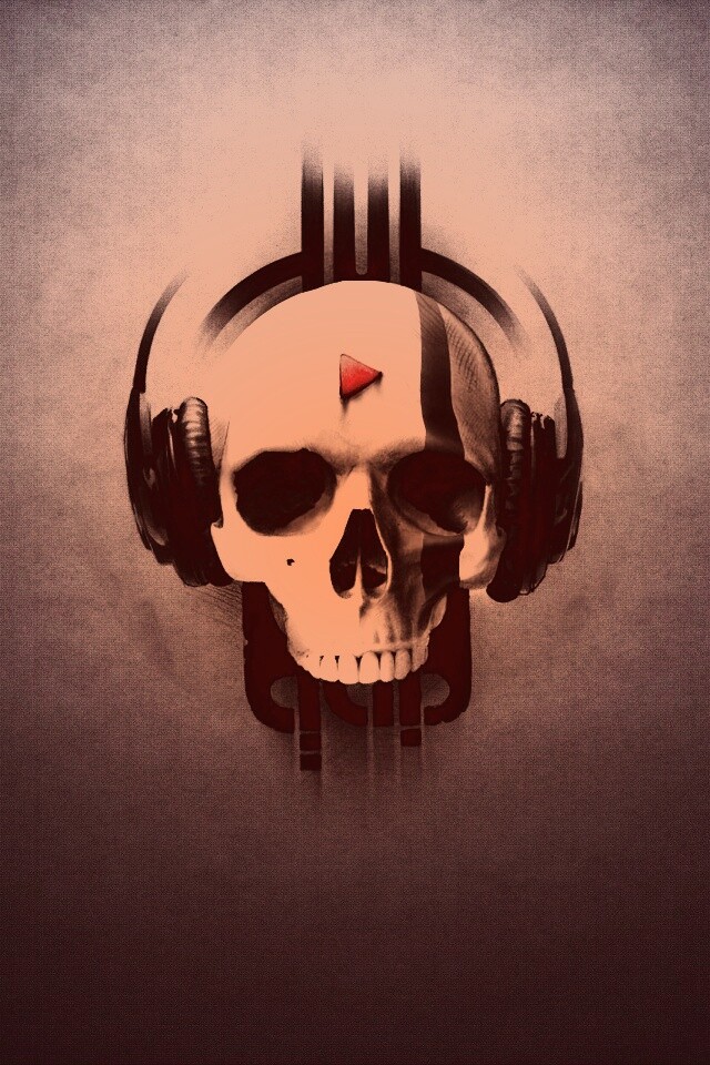 Череп в наушниках обои
