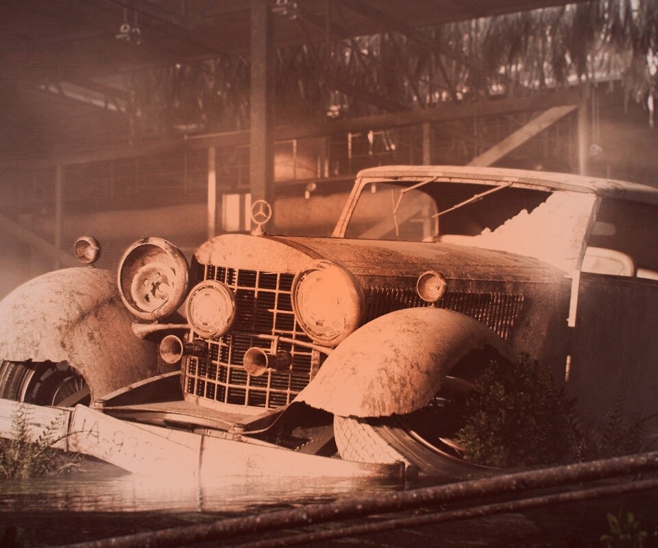 Гниющий ретро мерседес обои