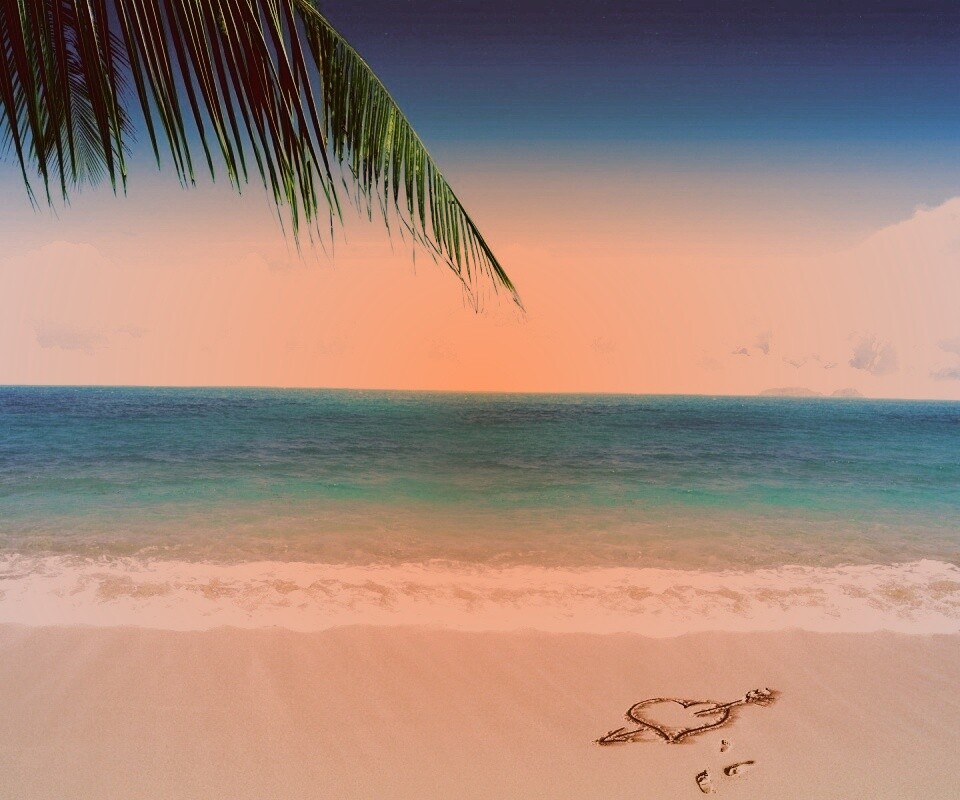 Любовь на океанском берегу обои