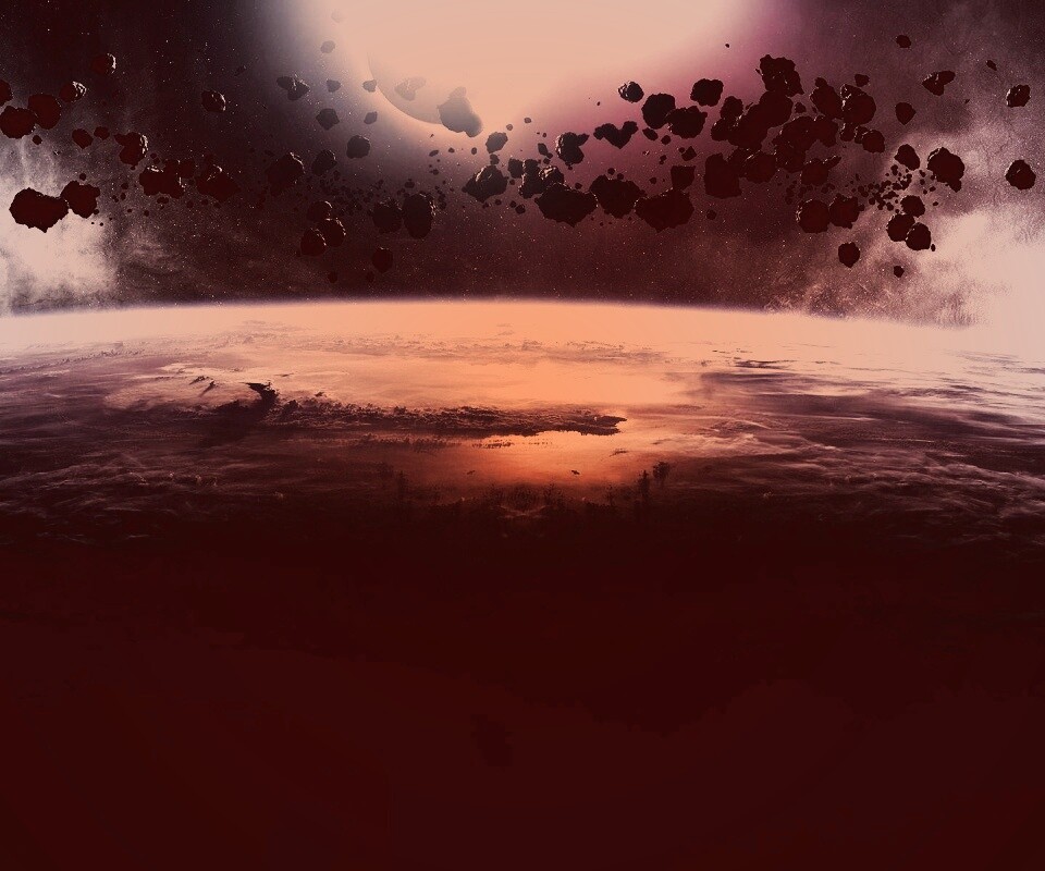 Пояс астероидов над планетой обои