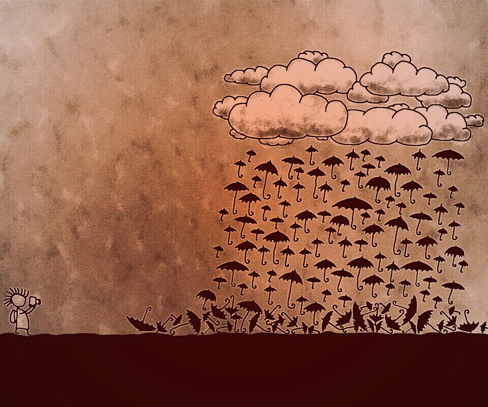 Дождь из зонтиков обои