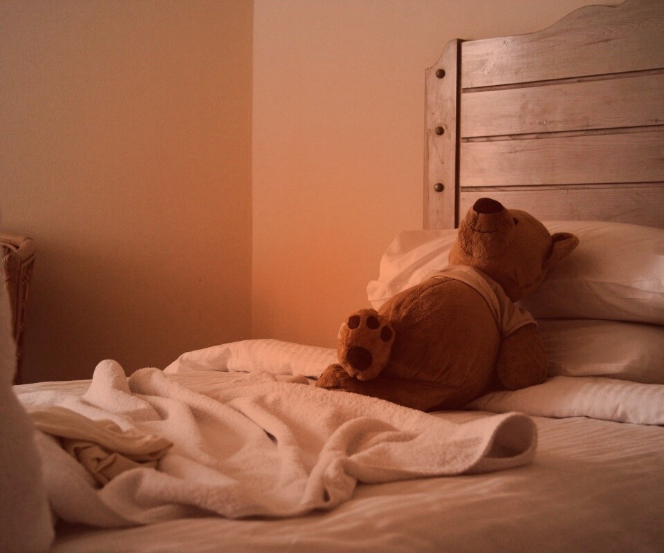 Медвежонок в постели обои