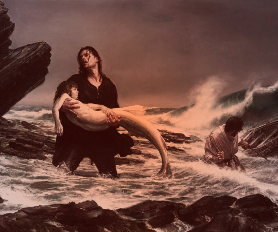 Рыбаки спасают русалку обои