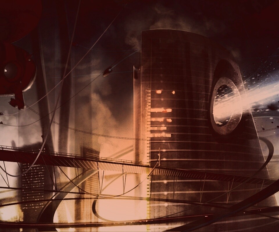 Выброс в городе будущего обои