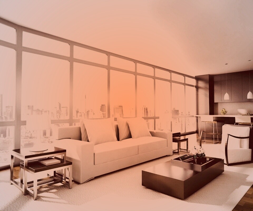 Квартира с видом на мегаполис обои